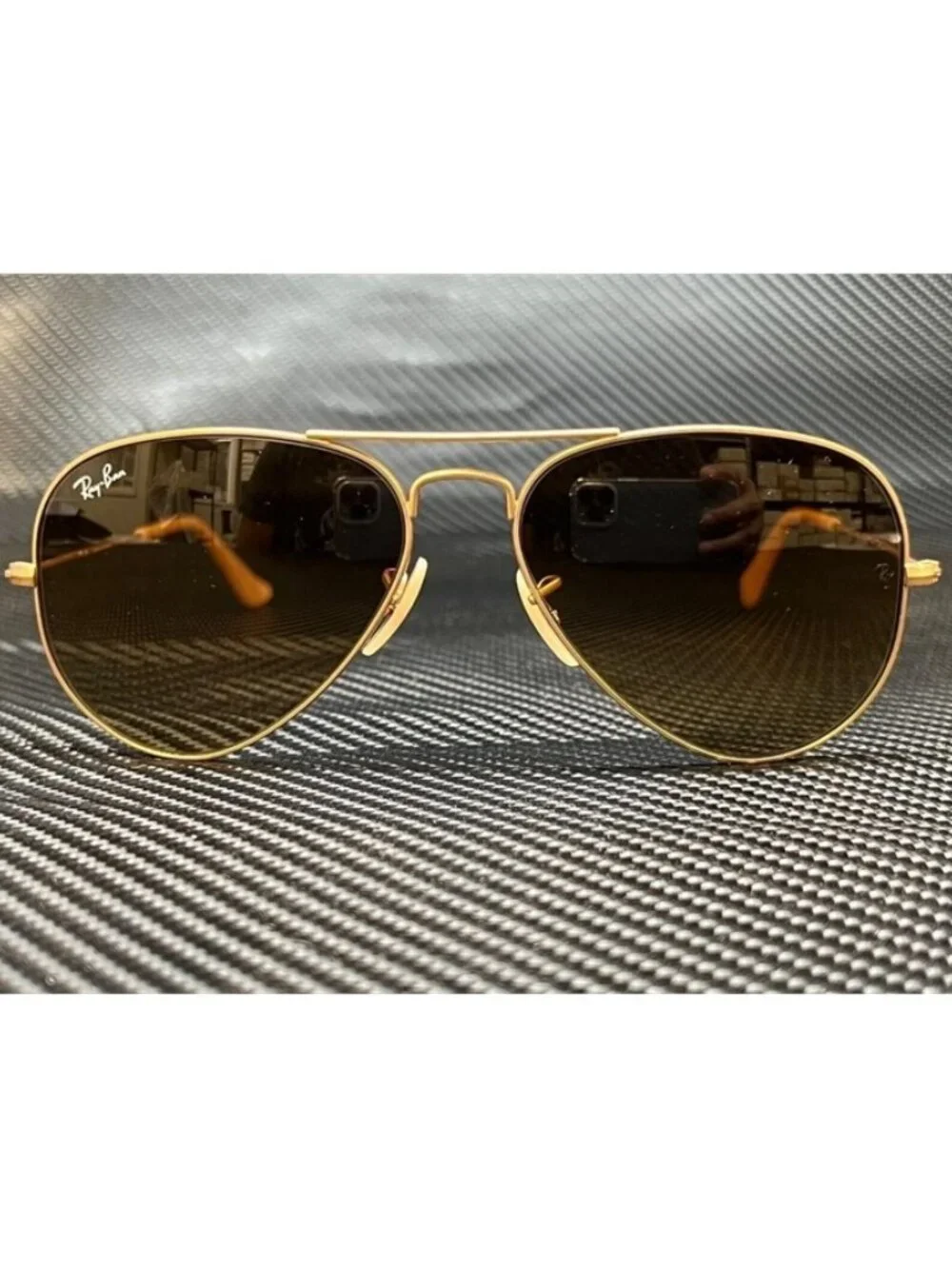 New Ray-Ban Men  Gold Sunglasses  58- 14- 135